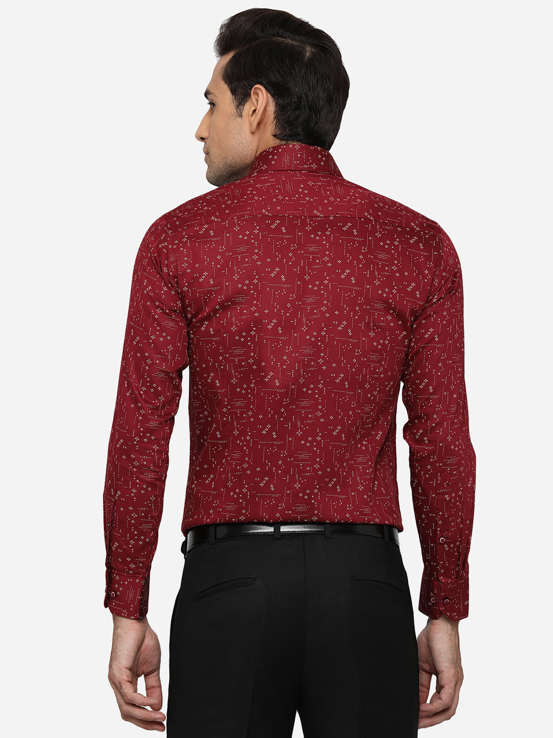 Maroon Printed Slim Fit Party Wear Shirt | Greenfibre