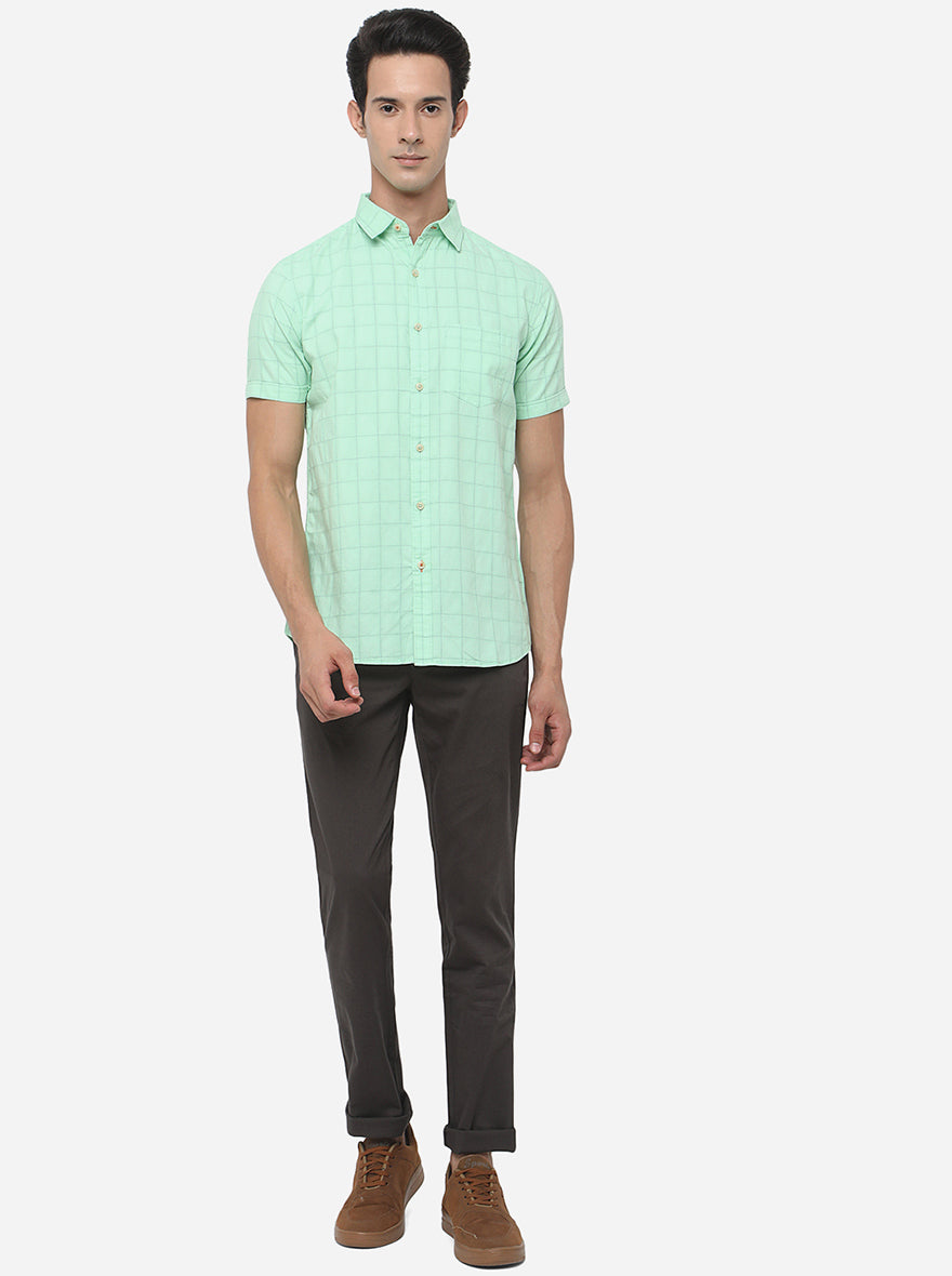 Olive Brown Solid Super Slim Fit Casual Trouser | Greenfibre
