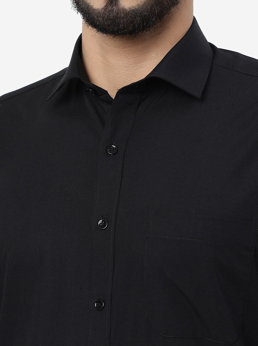 Black Solid Regular Fit Formal Shirt | Greenfibre