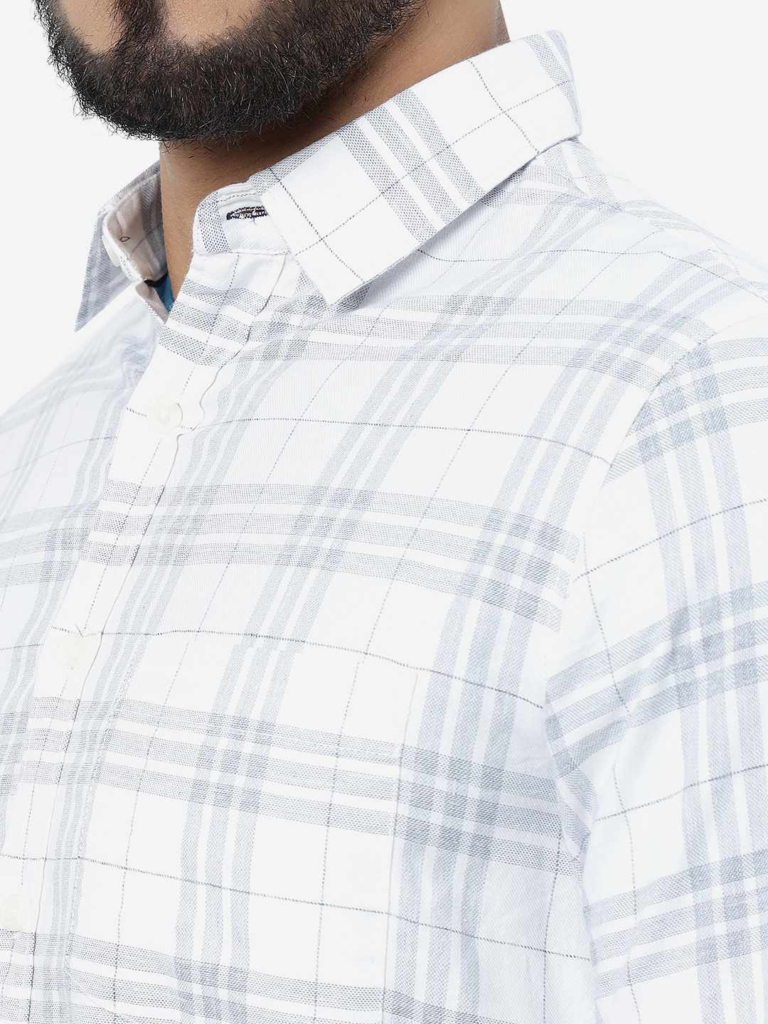 White Checked Slim Fit Casual Shirt | Greenfibre