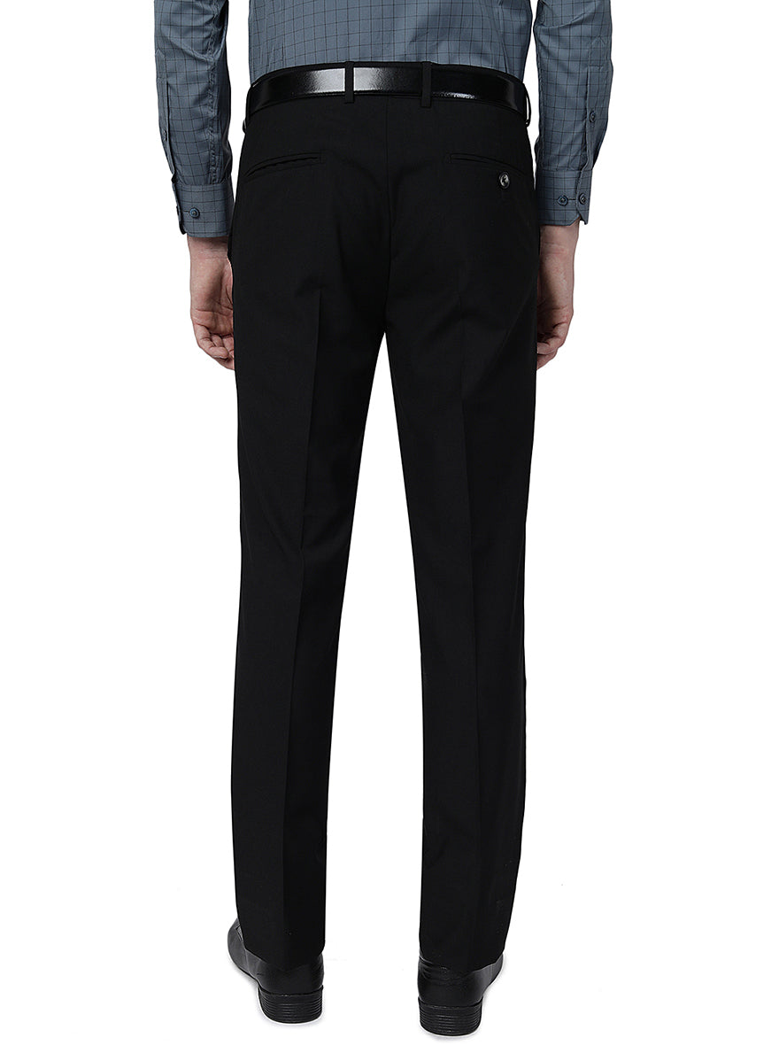 Black Solid Slim Fit Formal Trouser | Greenfibre