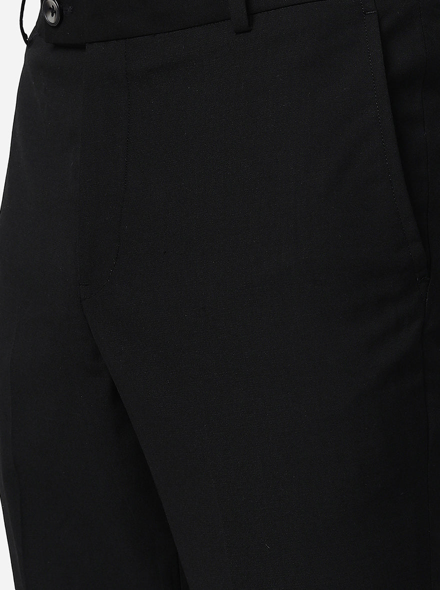 Black Solid Slim Fit Formal Trouser | Greenfibre