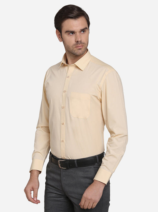 Peach Solid Regular Fit Formal Shirt | Greenfibre
