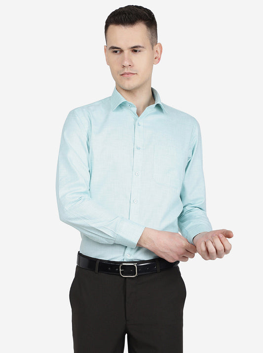 Green Solid Slim Fit Formal Shirt | Greenfibre