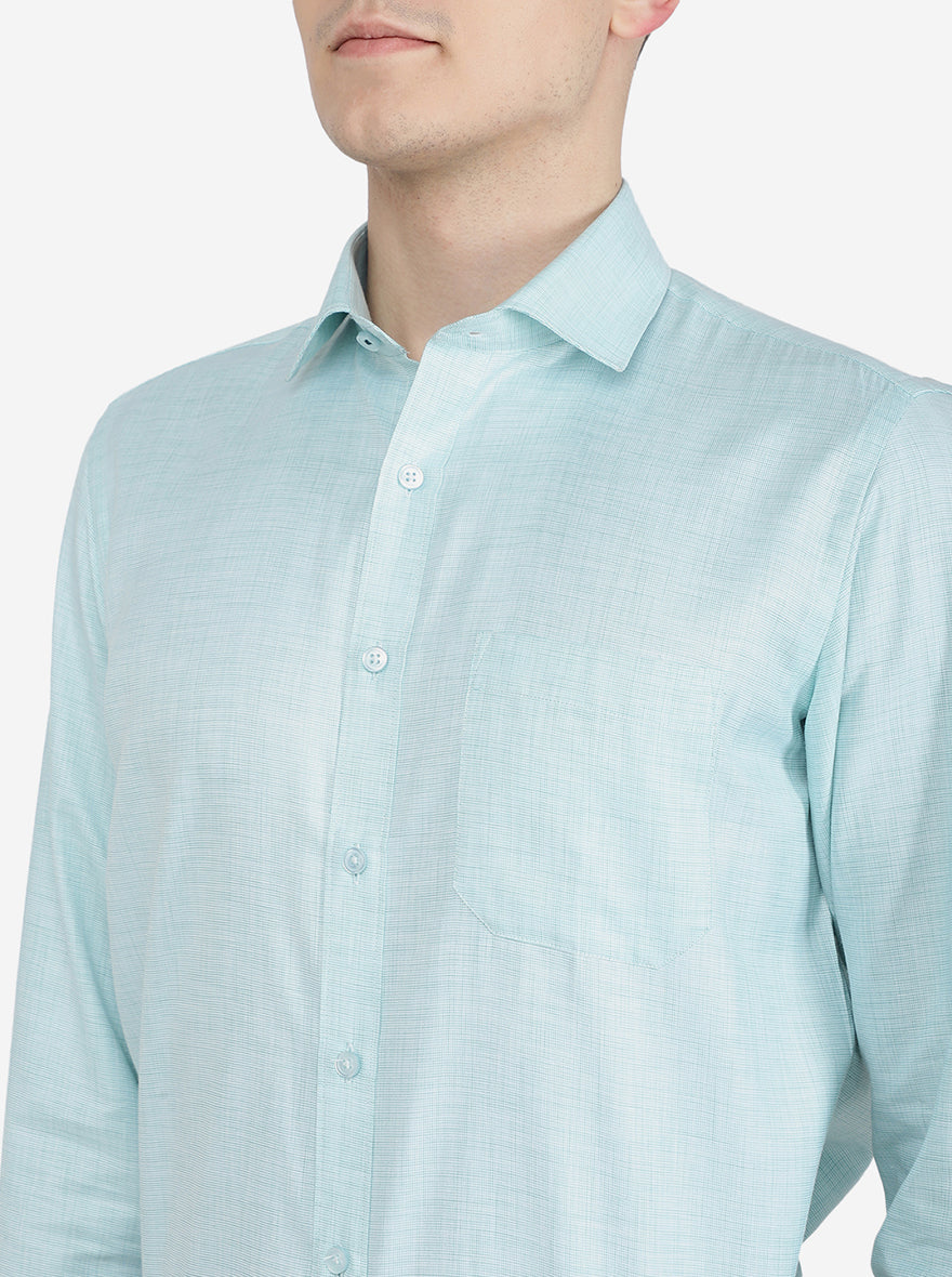 Green Solid Slim Fit Formal Shirt | Greenfibre
