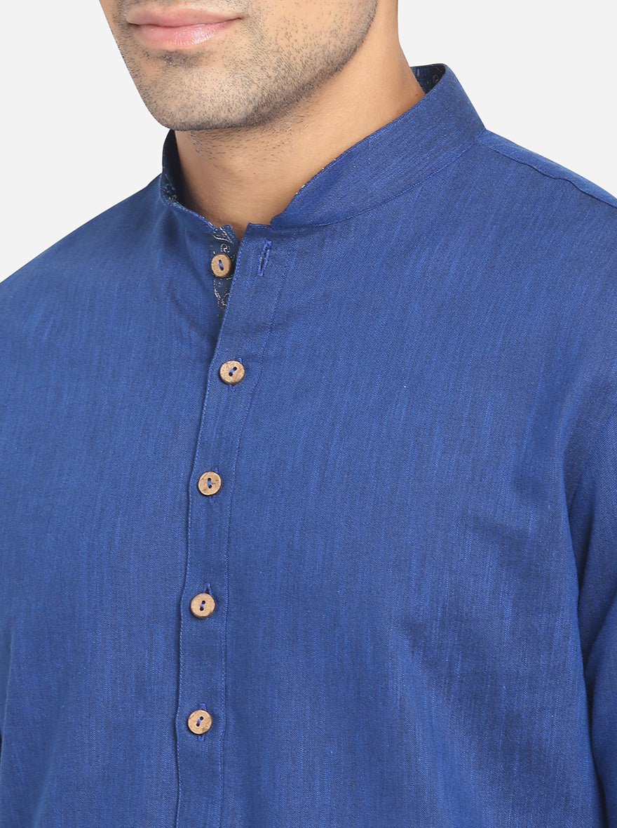 Royal Blue Solid Regular Fit Navratri Kurta | Greenfibre