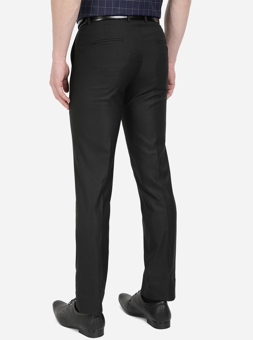Black Solid Slim Fit Formal Trouser | Greenfibre