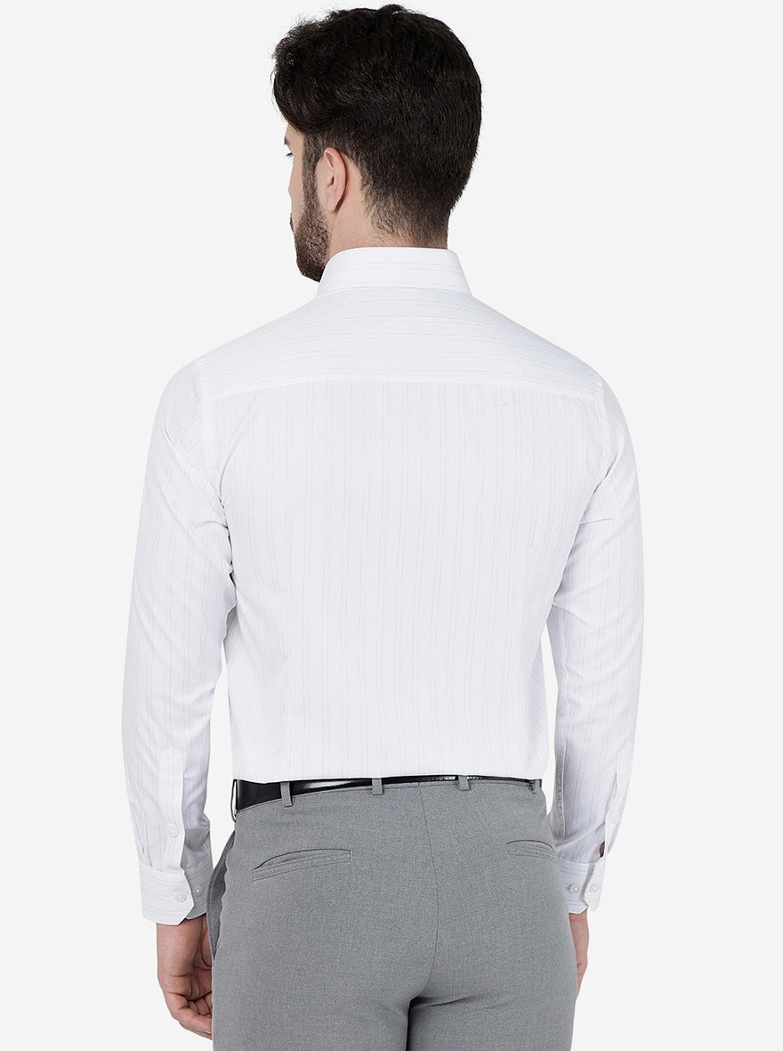 White Striped Slim Fit Formal Shirt | Greenfibre