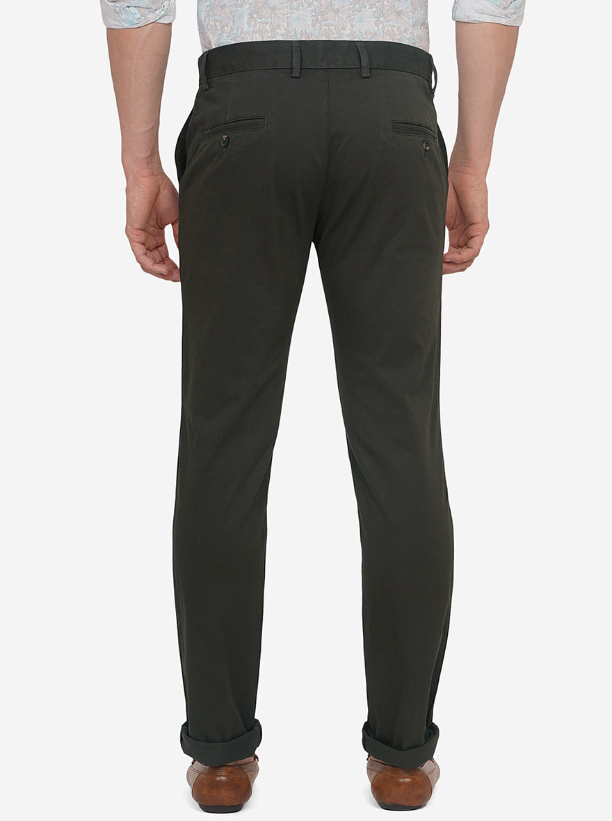 Brown Solid Super Slim Fit Casual Trouser | Greenfibre