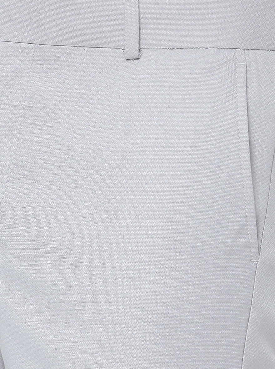 Light Grey Solid Slim Fit Formal Trouser | Greenfibre