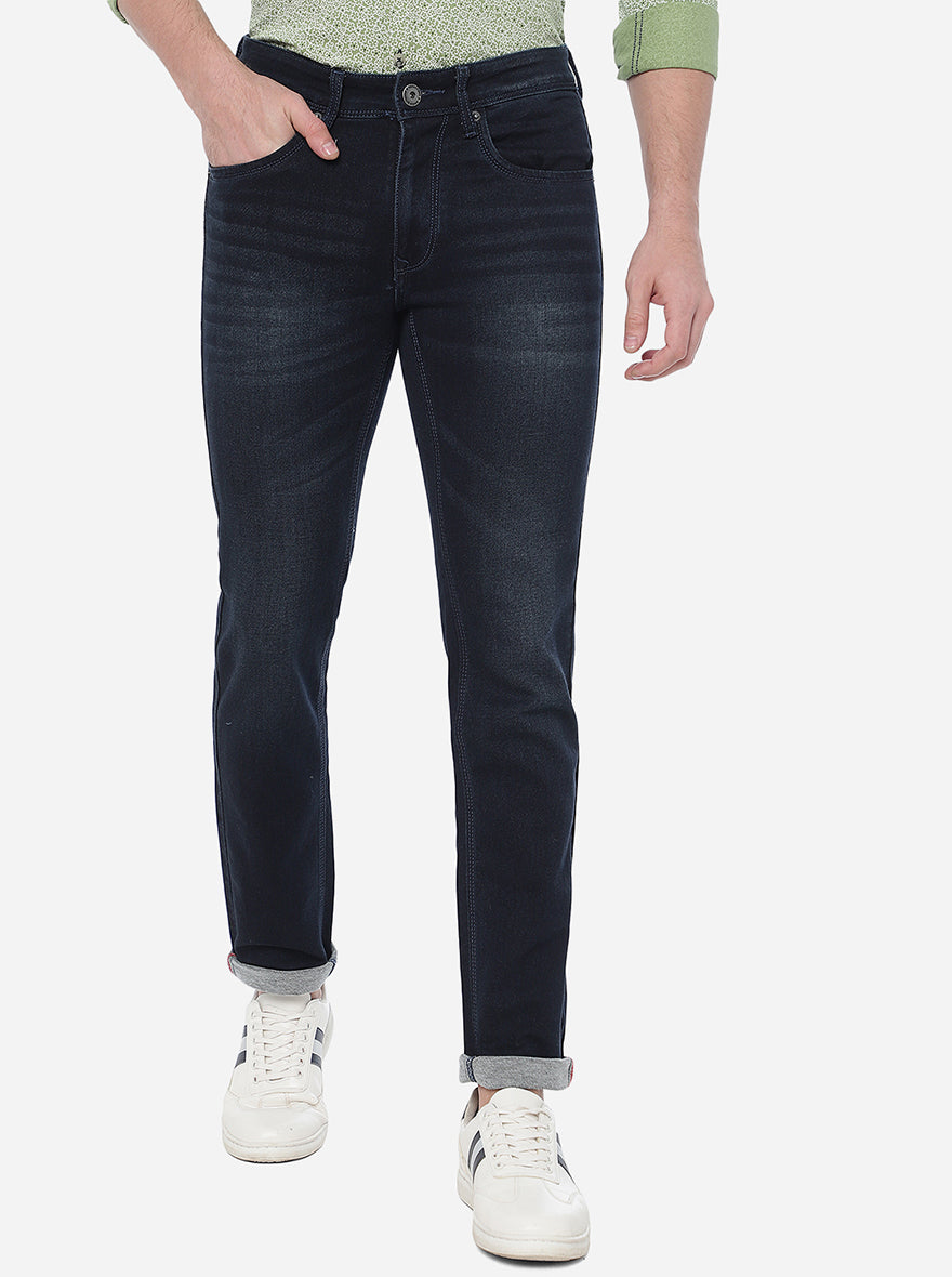 Dark Blue Washed Narrow Fit Jeans | Greenfibre