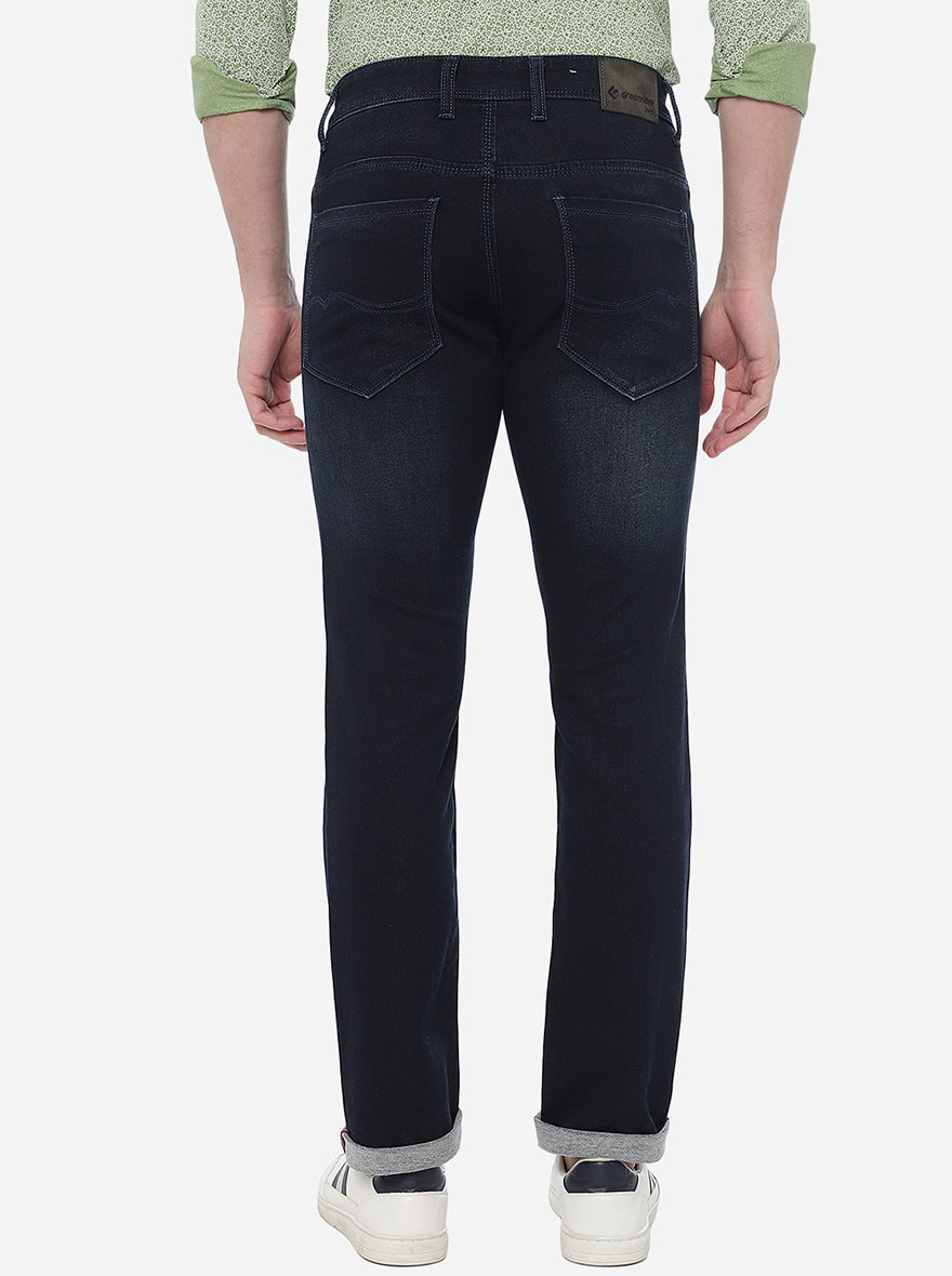 Dark Blue Washed Narrow Fit Jeans | Greenfibre
