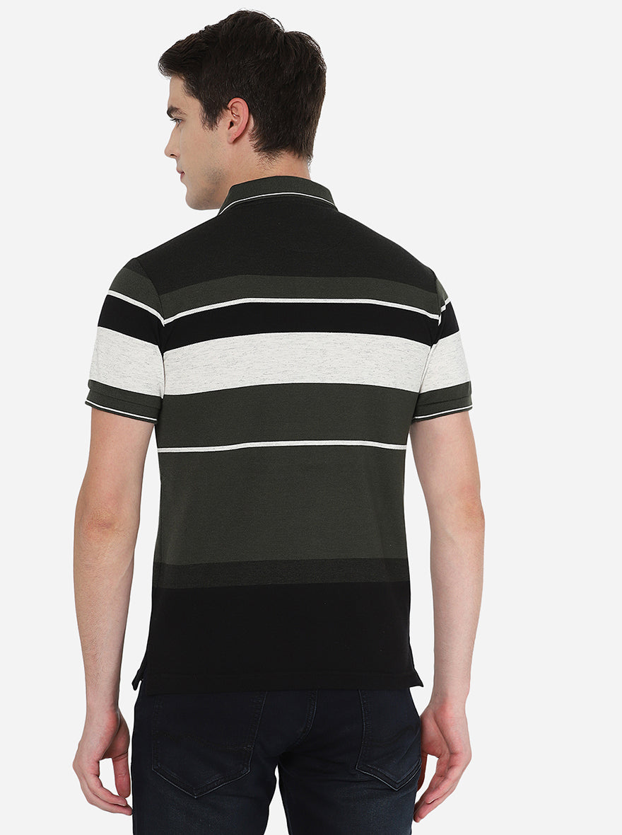 Multicolor Striped Slim Fit Polo T-Shirt | Greenfibre