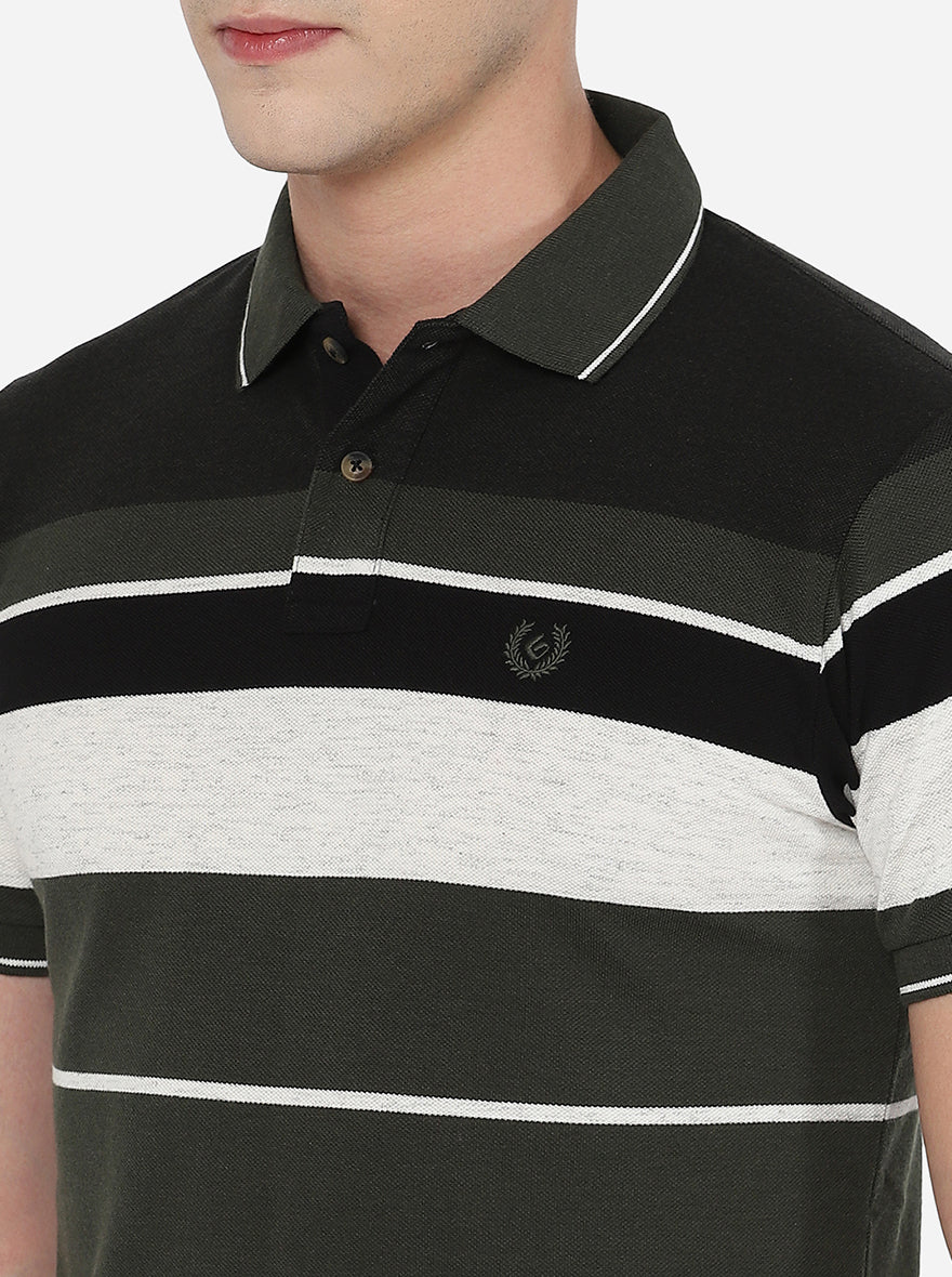 Multicolor Striped Slim Fit Polo T-Shirt | Greenfibre