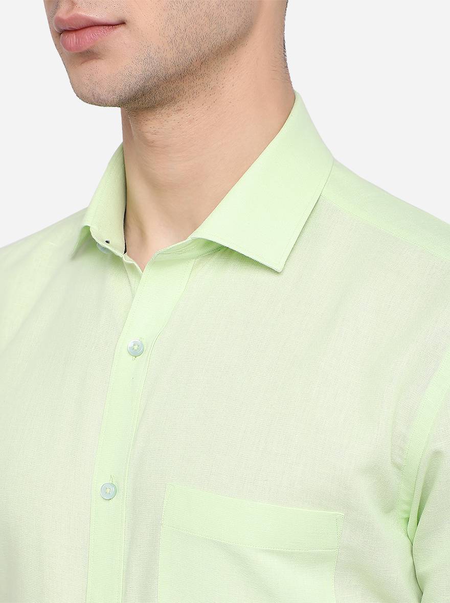 Lemon Solid Regular Fit Formal Shirt | Greenfibre