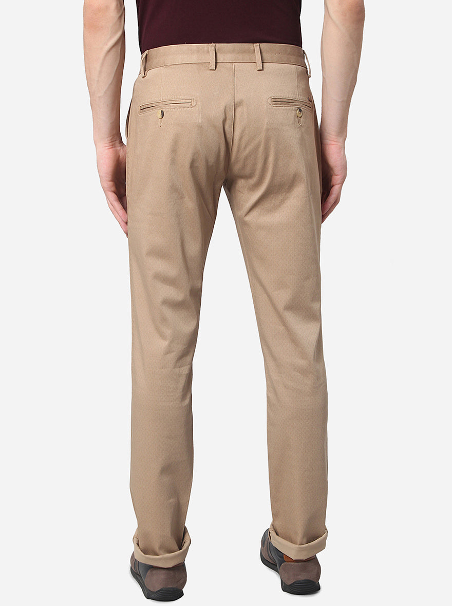 Khaki Solid Super Slim Fit Casual Trouser | Greenfibre