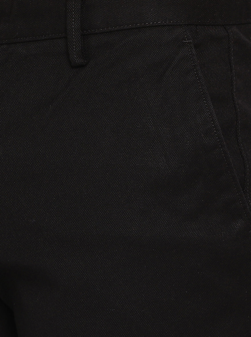 Black Solid Super Slim Fit Casual Trouser | Greenfibre