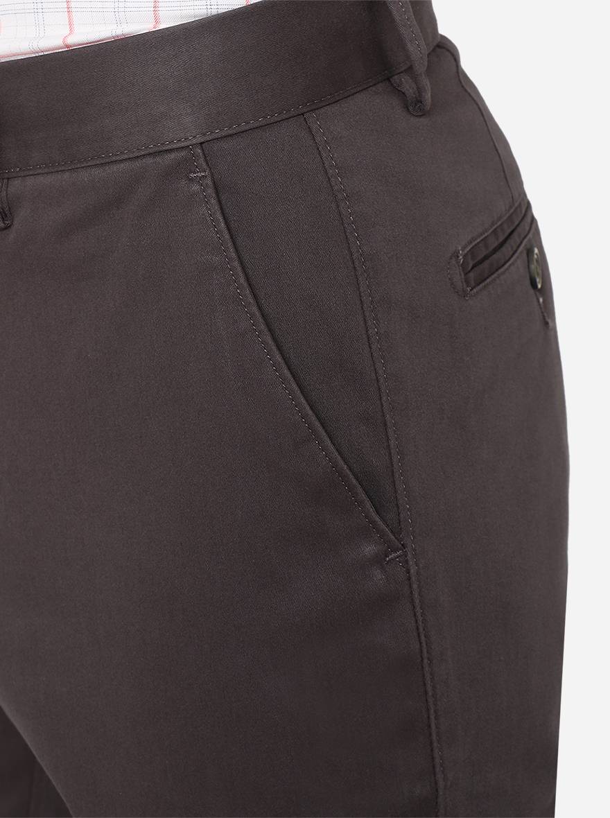 Dark Grey Solid Super Slim Fit Casual Trouser | Greenfibre