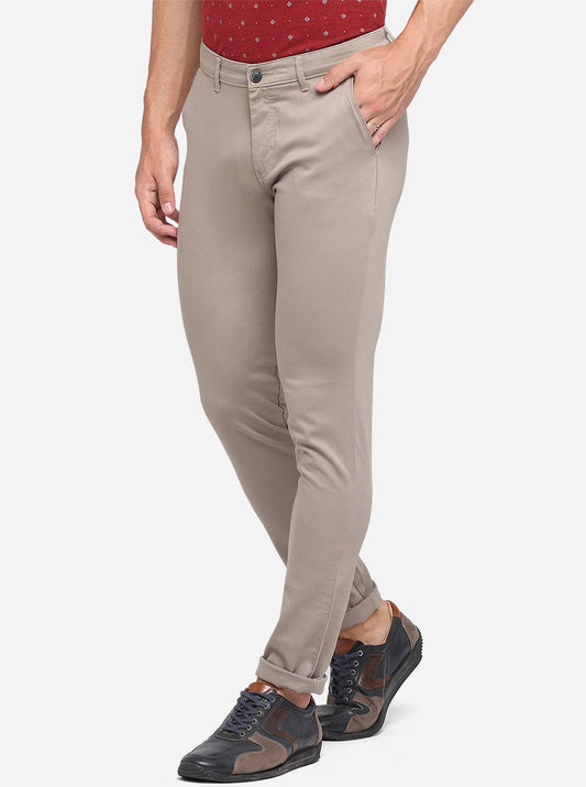 Grey Solid Neo Fit Casual Trouser | Greenfibre