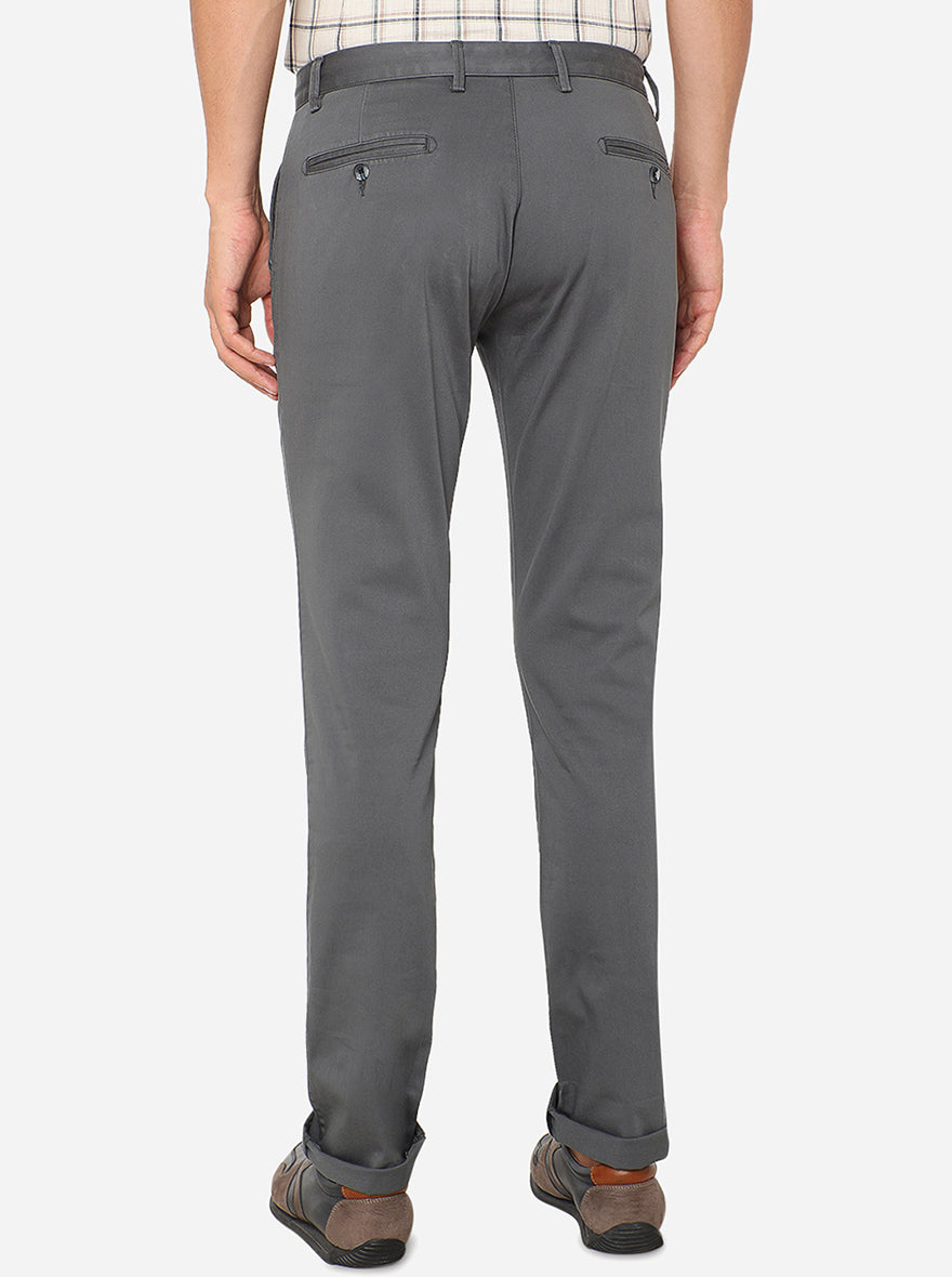 Grey Solid Super Slim Fit Casual Trouser | Greenfibre
