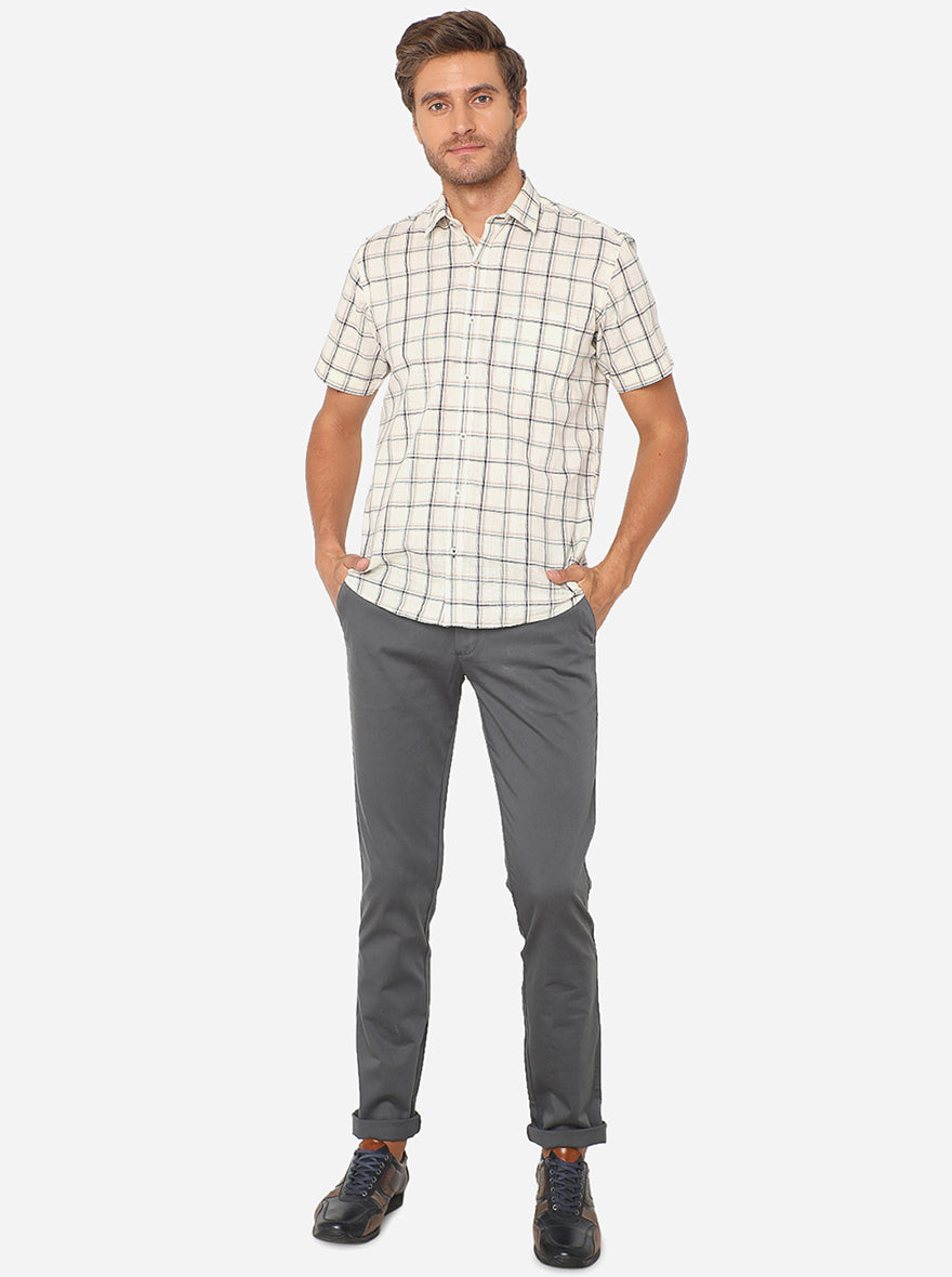 Grey Solid Super Slim Fit Casual Trouser | Greenfibre