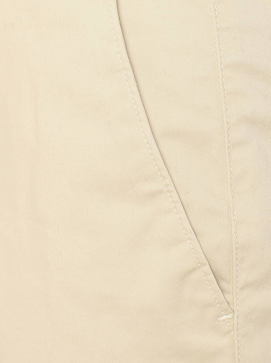 Light Beige Solid Super Slim Fit Casual Trouser | Greenfibre