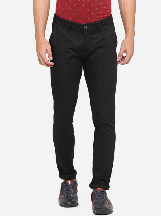 Black Solid Neo Fit Casual Trouser | Greenfibre