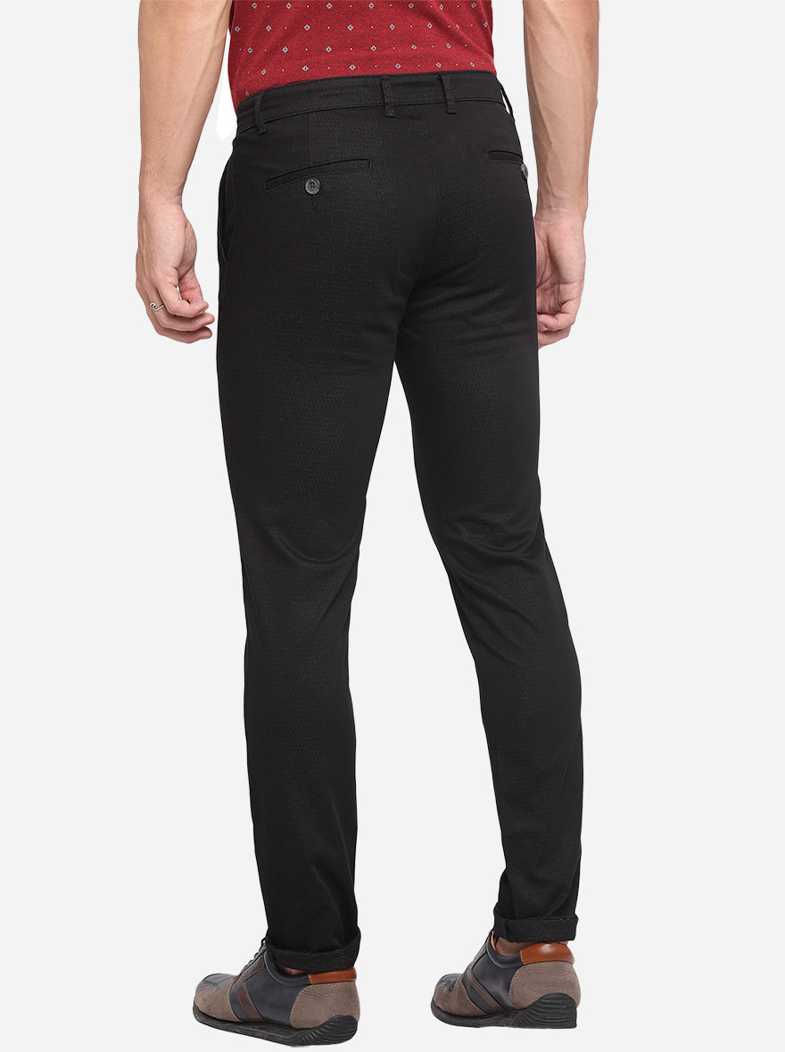 Black Solid Neo Fit Casual Trouser | Greenfibre