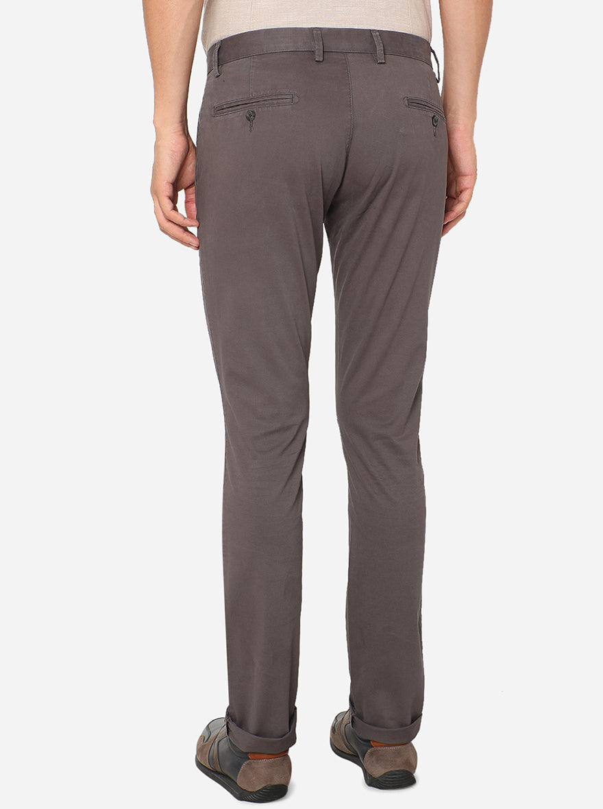 Dark Grey Solid Super Slim Fit Casual Trouser | Greenfibre