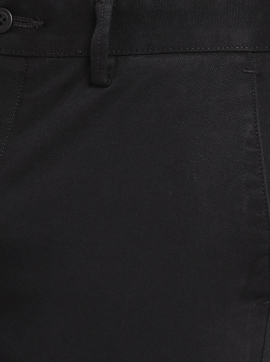 Black Solid Super Slim Fit Casual Trouser | Greenfibre