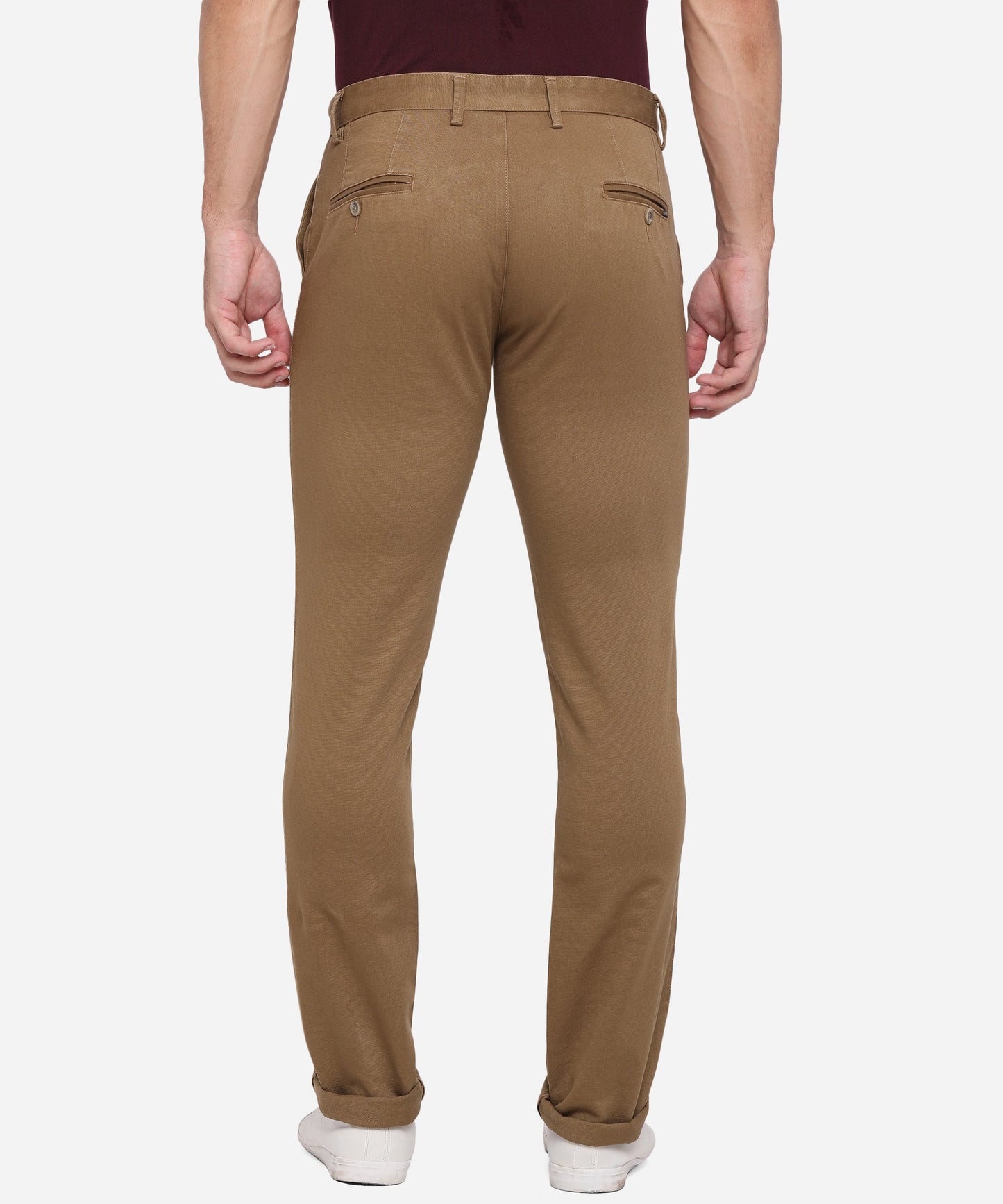 Brown Solid Super Slim Fit Casual Trouser | Greenfibre