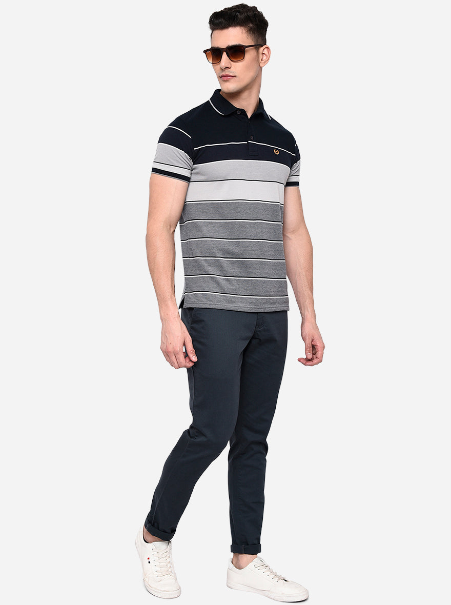 Blue Solid Neo Fit Casual Trouser | Greenfibre