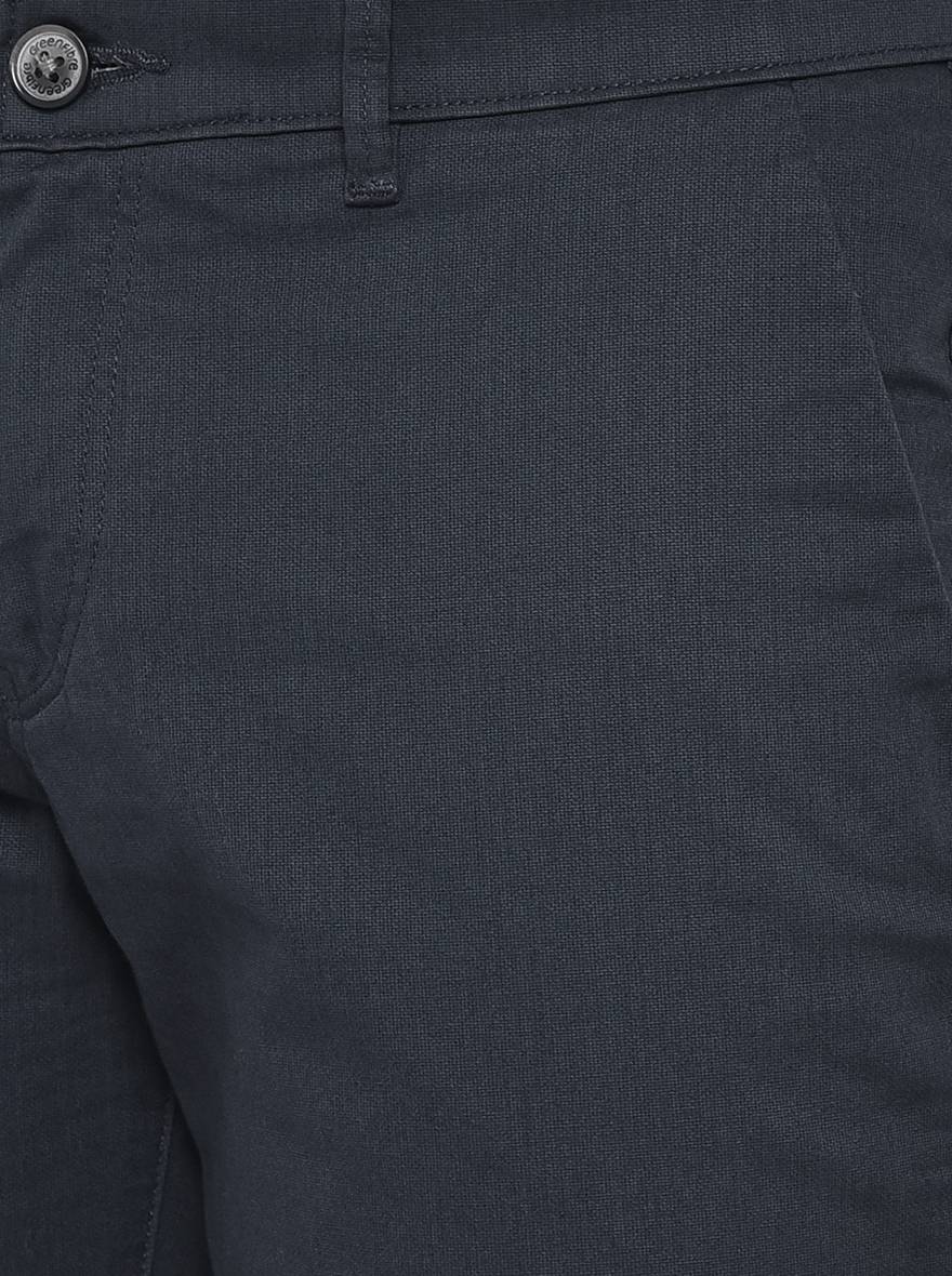 Blue Solid Neo Fit Casual Trouser | Greenfibre