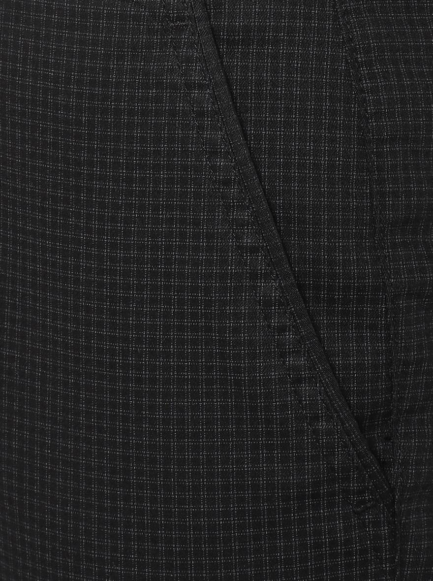 Black Printed Super Slim Fit Casual Trouser | Greenfibre