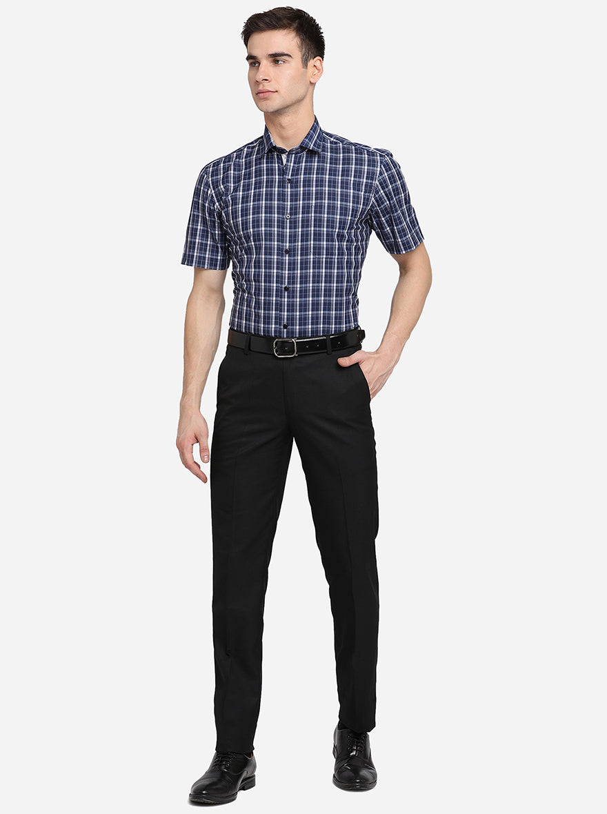 Black Solid Slim Fit Formal Trouser | Greenfibre