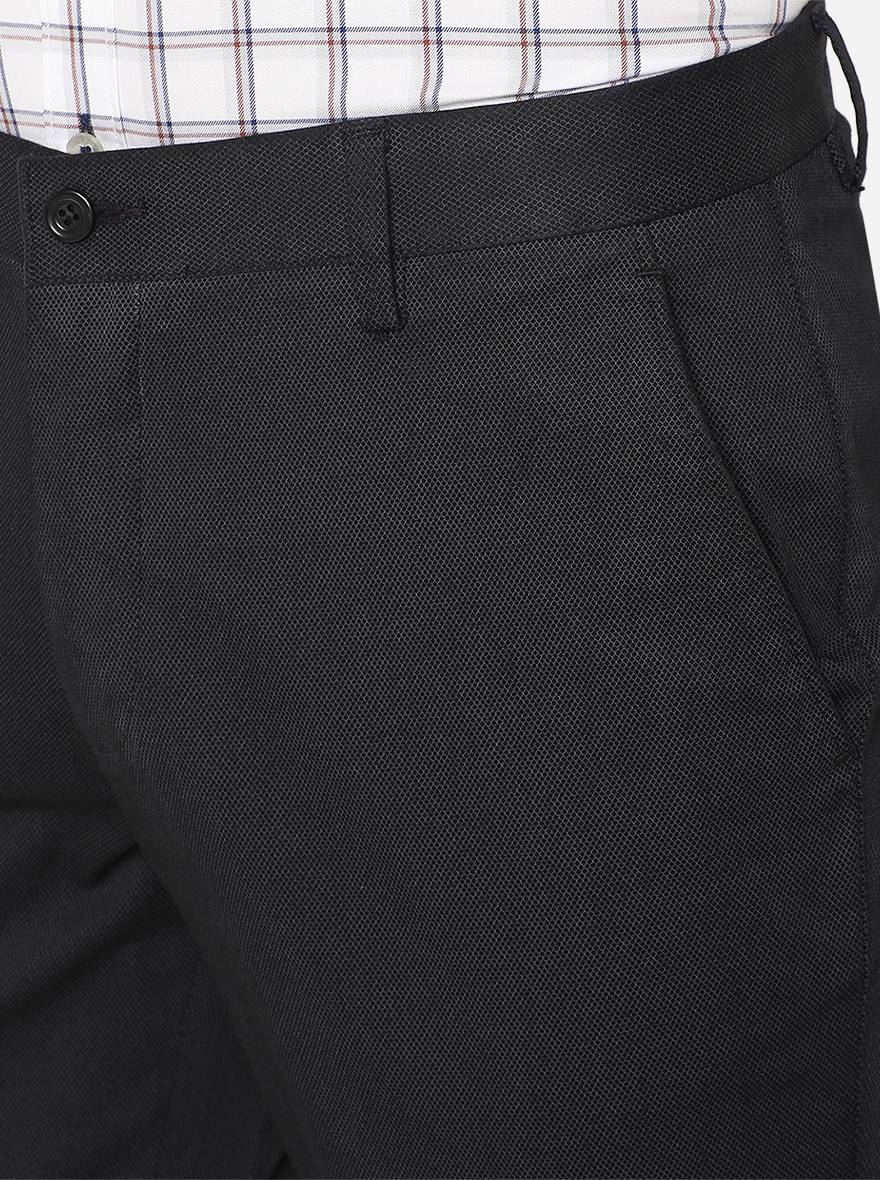Black Solid Slim Fit Casual Trouser | Greenfibre