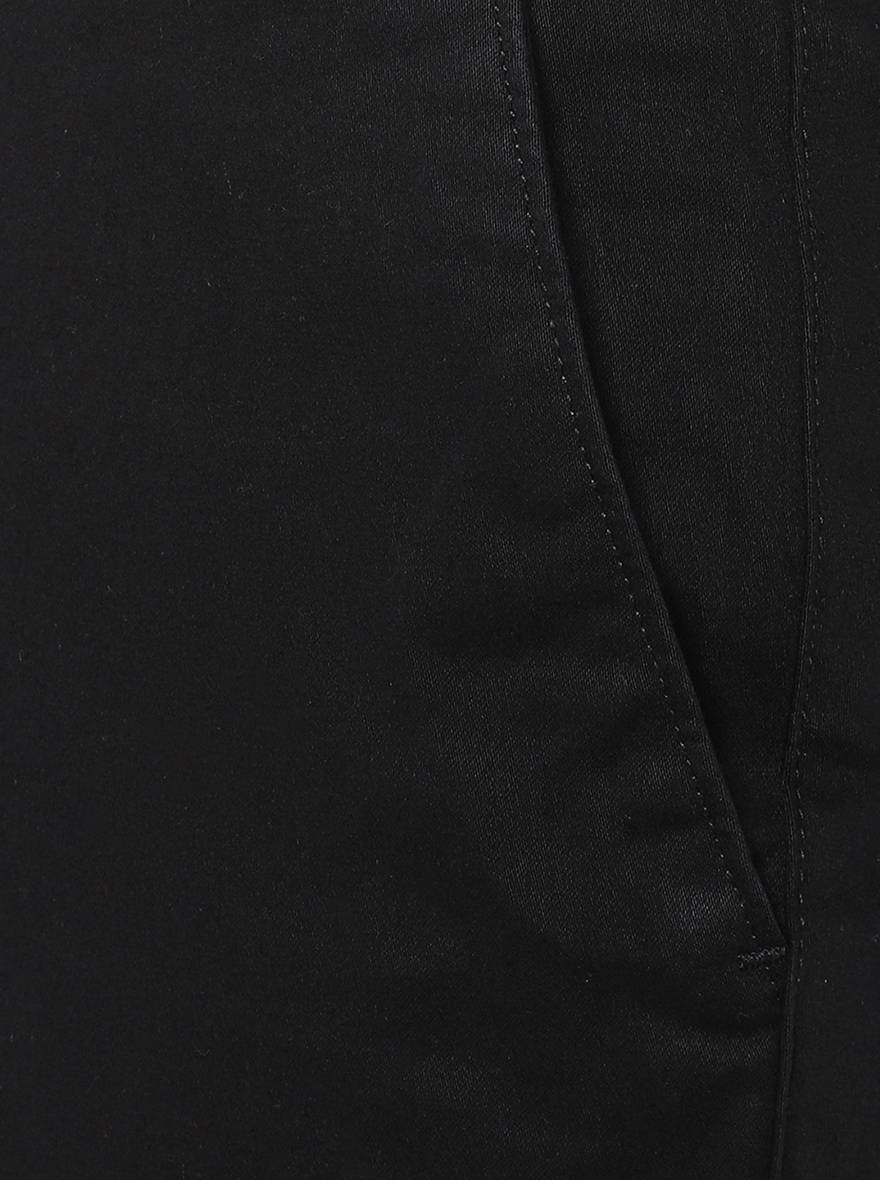 Black Solid Slim Fit Casual Trouser | Greenfibre