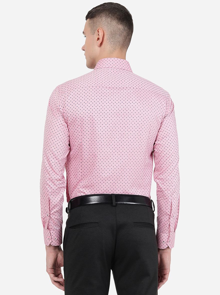 Pink Printed Slim Fit Formal Shirt | Greenfibre