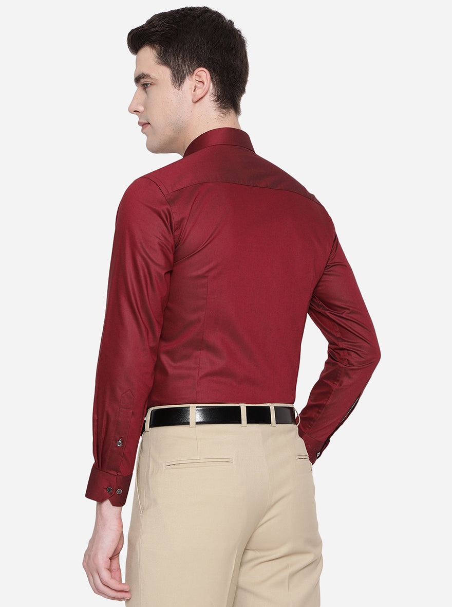 Maroon Solid Slim Fit Party Wear Shirt | Greenfibre