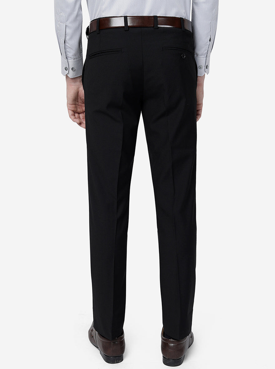 Black Solid Slim Fit Formal Trouser | Greenfibre