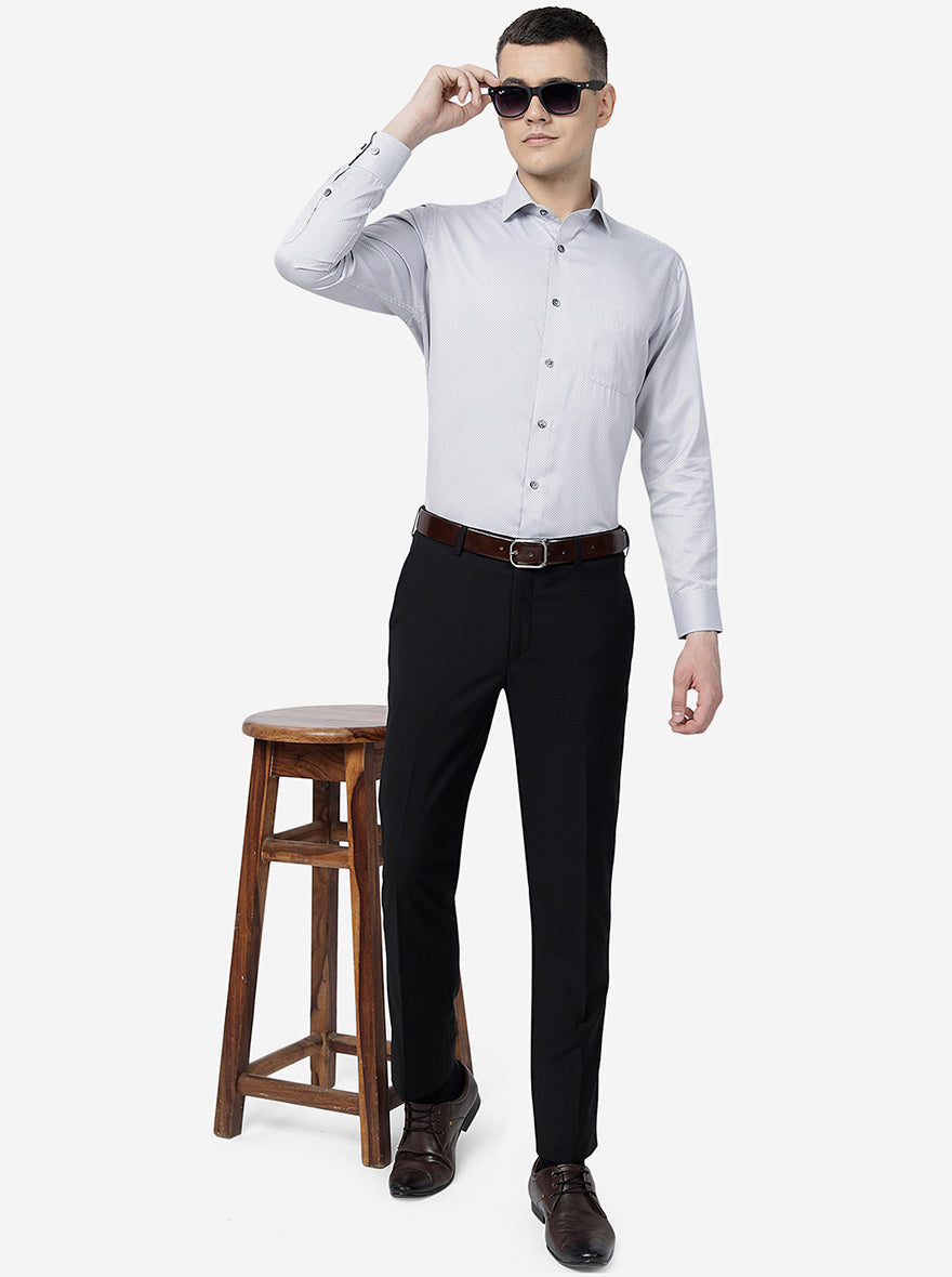 Black Solid Slim Fit Formal Trouser | Greenfibre