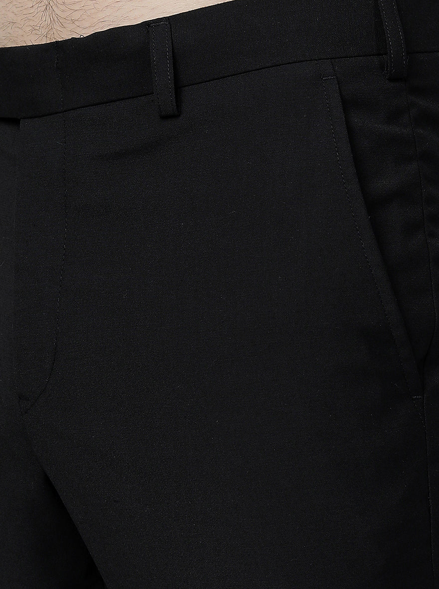 Black Solid Slim Fit Formal Trouser | Greenfibre
