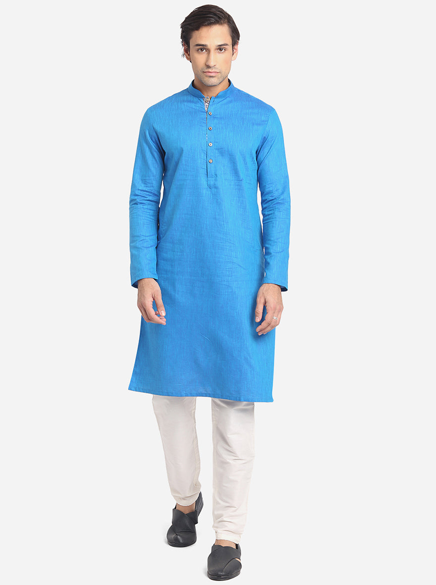 Fiesta Blue Solid Regular Fit Navratri Kurta | Greenfibre