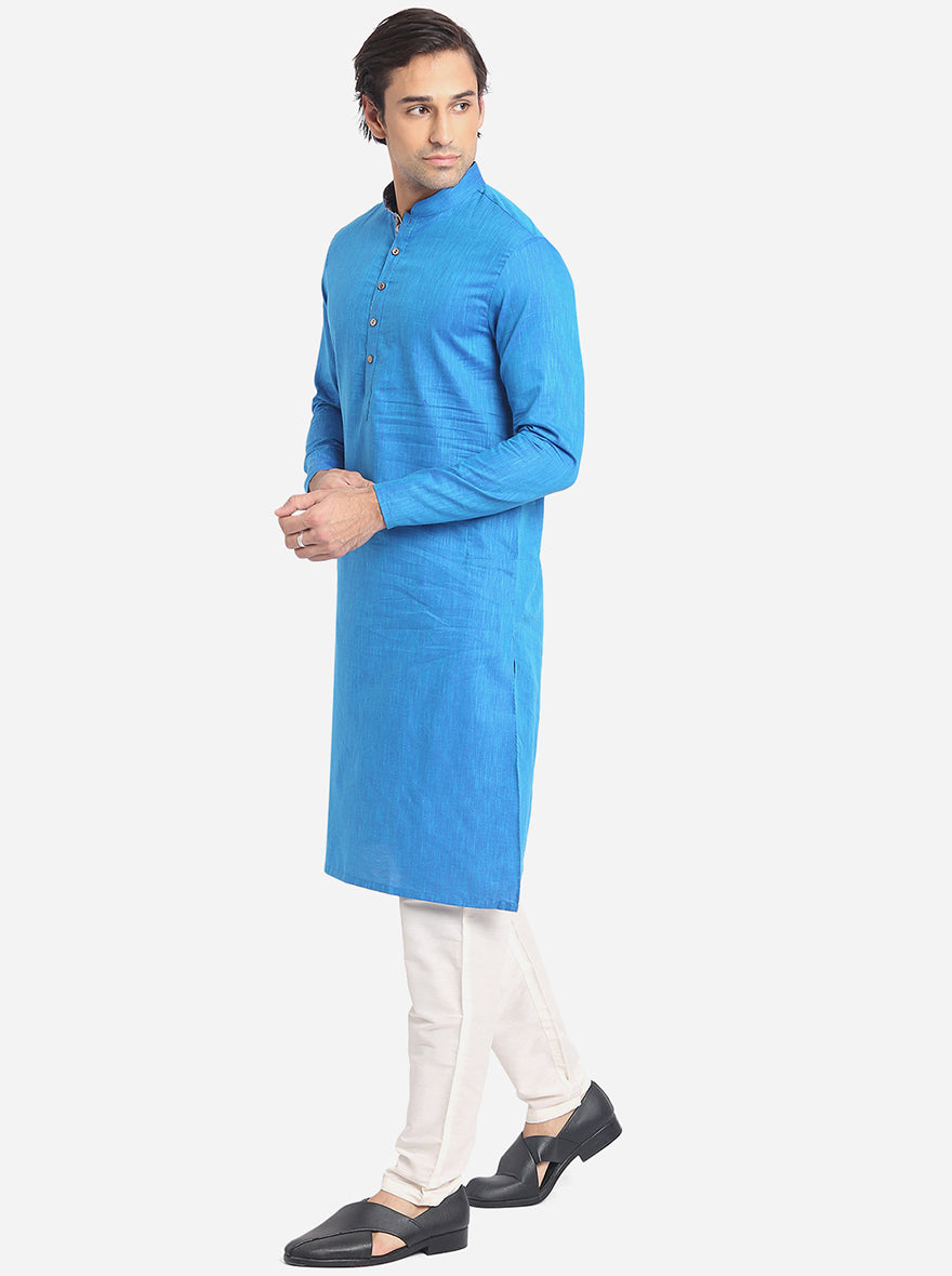 Fiesta Blue Solid Regular Fit Navratri Kurta | Greenfibre