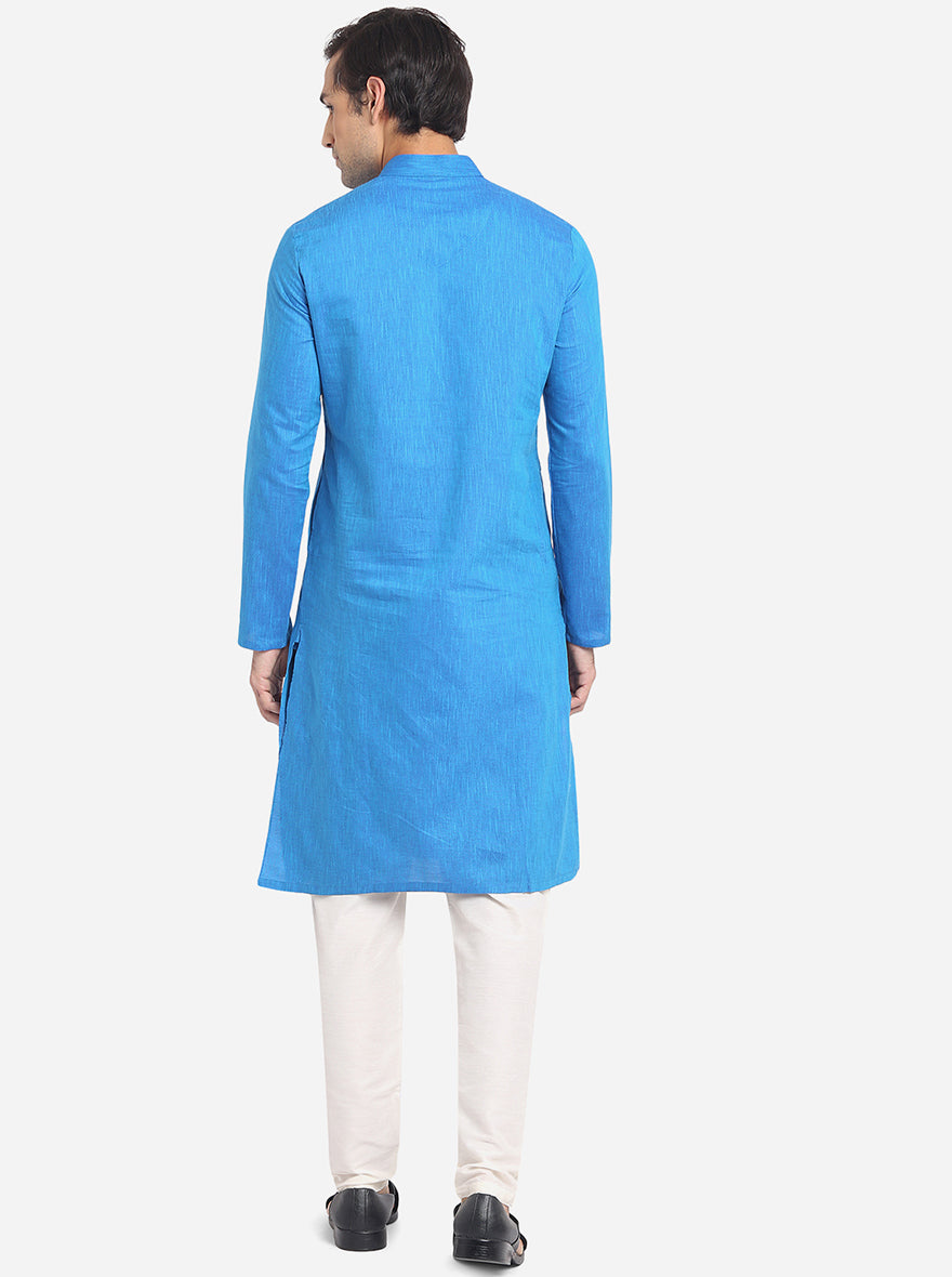 Fiesta Blue Solid Regular Fit Navratri Kurta | Greenfibre