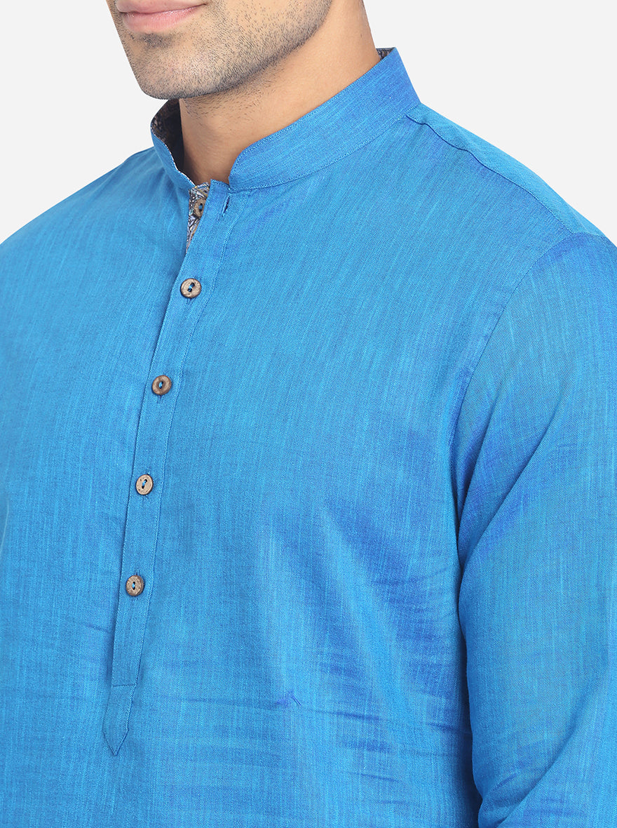 Fiesta Blue Solid Regular Fit Navratri Kurta | Greenfibre