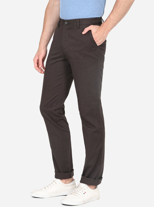 Olive Solid Slim Fit Casual Trouser | Greenfibre