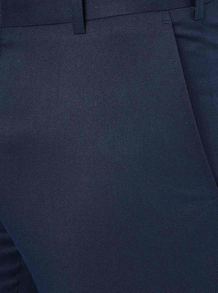 Blue Solid Slim Fit Formal Trouser | Greenfibre