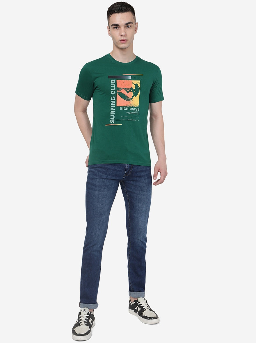 Mid Blue Washed Narrow Fit Jeans | Greenfibre