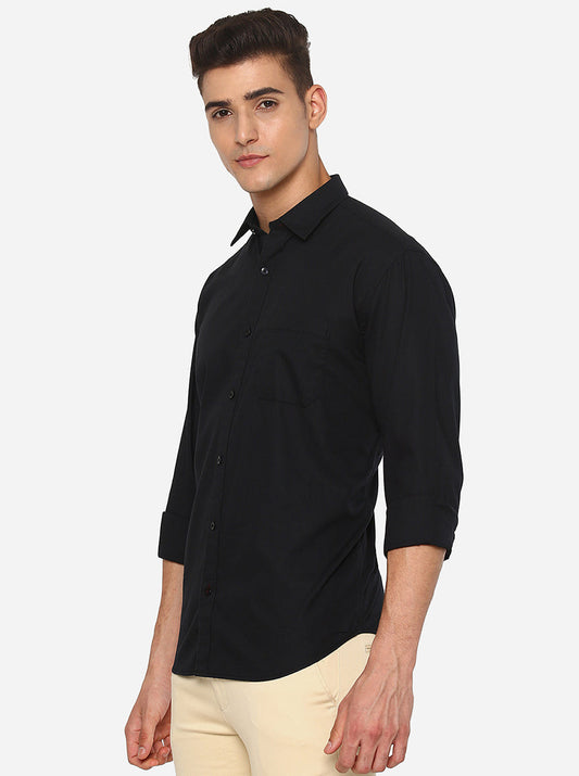 Black Solid Classic Fit Casual Shirt | Greenfibre